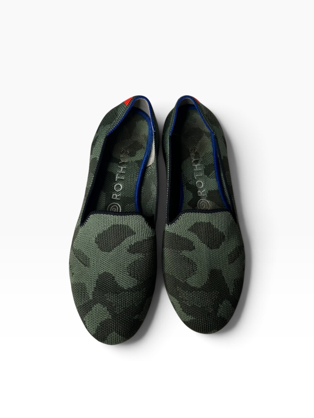 Rothy's The Loafer Olive Camo Knit Flats Women's Size 8 Green Camouflage